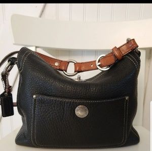 Coach black leather shoulder bag